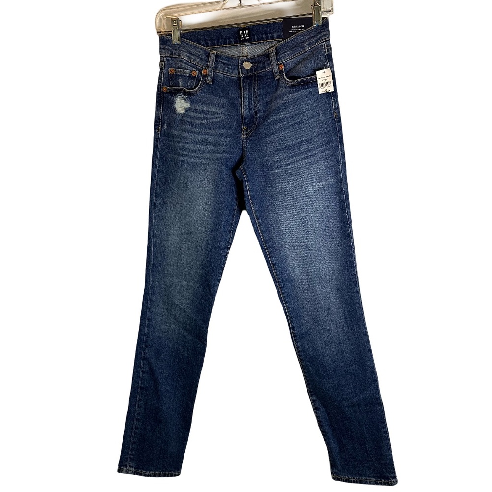 GAP 25R Real Straight Stretch Mid-Rise‎ Jeans Med Wash